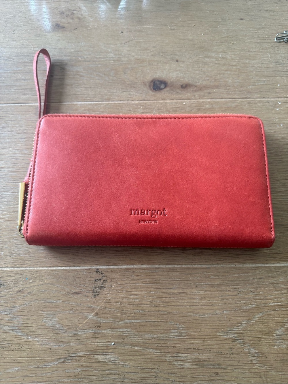 Margot New York Gabby leather Red Wristlet Wallet